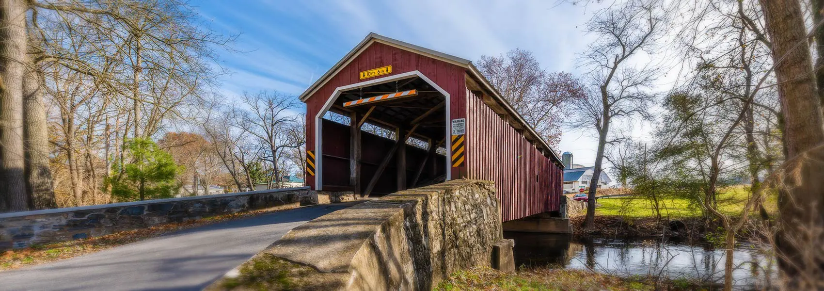 entry to covered bridge